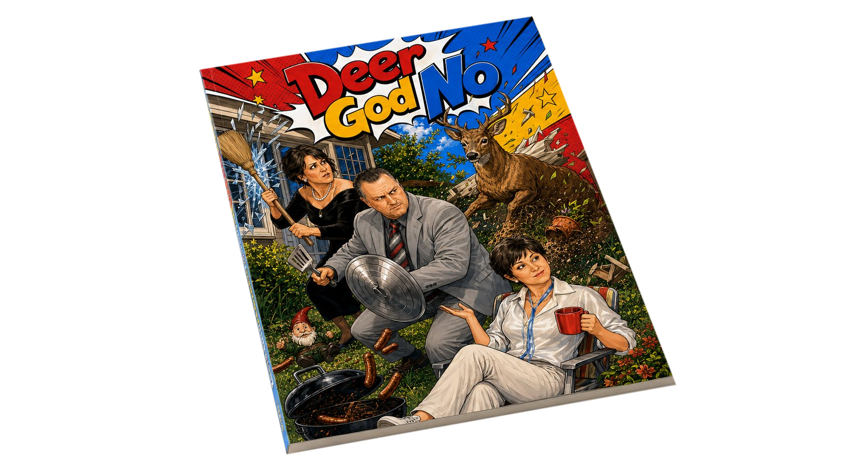 A printed comic book starring the three people